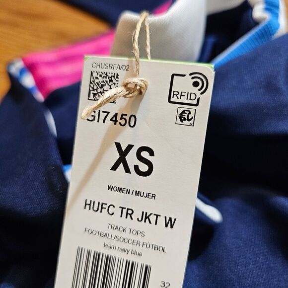 Adidas Pharrell Human Race Track Jacket Women's XS Navy Pink White Soccer Run LE - Picture 14 of 14